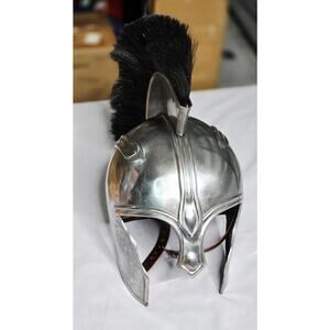 Medieval Spartan Knight Helmet w/ Black Plume Steel Costume Cosplay